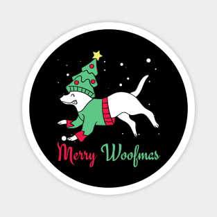 Merry Woofmas Jumping Dog Christmas Tree Costume Magnet